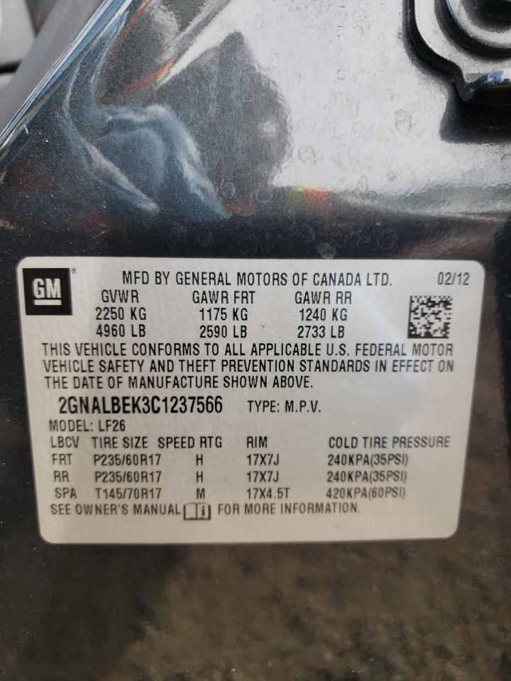 Photo 10 from auction – 2012 CHEVROLET EQUINOX LS with VIN 2GNALBEK3C1237566