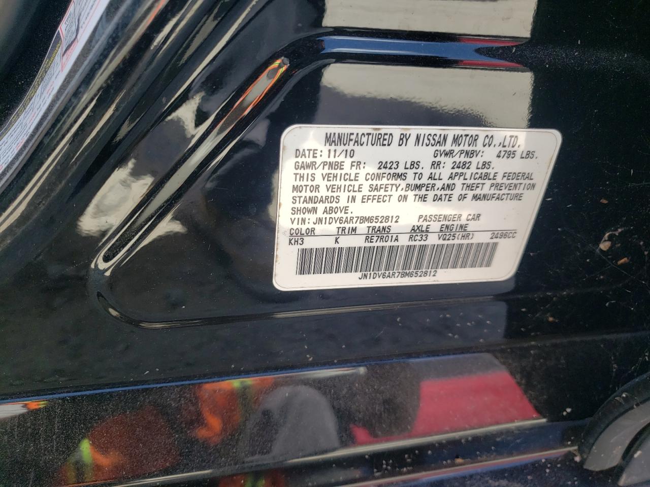 Photo 10 from auction – 2011 INFINITI G25 with VIN JN1DV6AR7BM652812