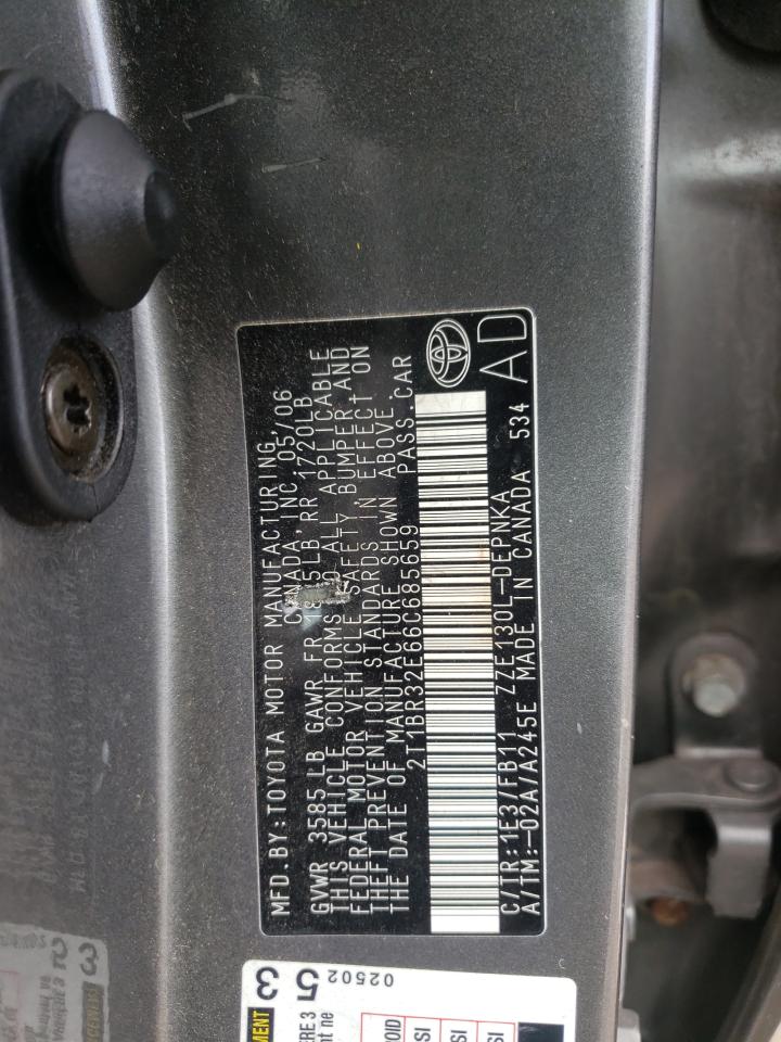 Photo 10 from auction – 2006 TOYOTA COROLLA CE with VIN 2T1BR32E66C685659