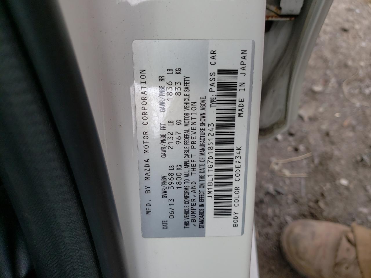 Photo 20 from auction – 2013 MAZDA 3 I with VIN JM1BL1TG7D1851243