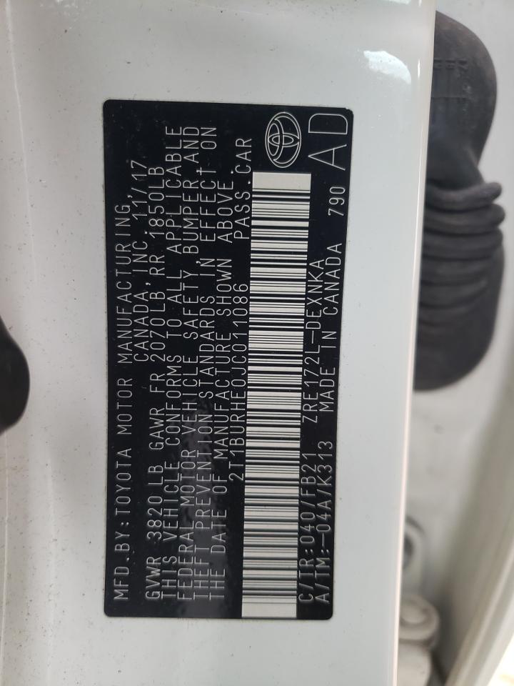 Photo 10 from auction – 2018 TOYOTA COROLLA L with VIN 2T1BURHE0JC011086