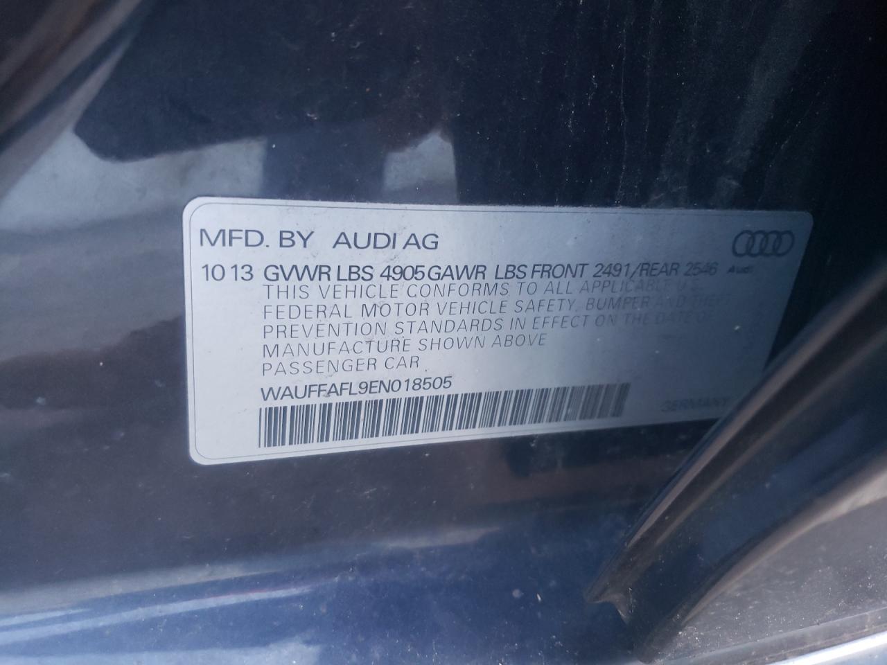 Фото 10 с аукциона – 2014 AUDI A4 PREMIUM с VIN WAUFFAFL9EN018505