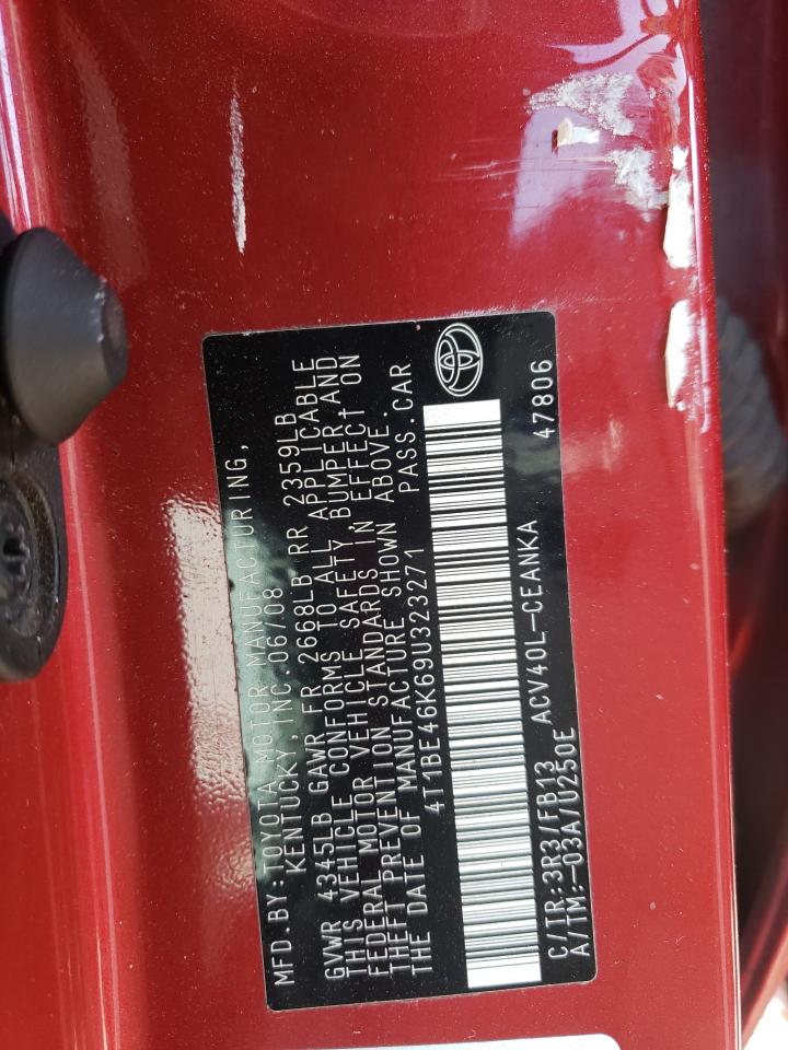 Photo 10 from auction – 2009 TOYOTA CAMRY BASE with VIN 4T1BE46K69U323271
