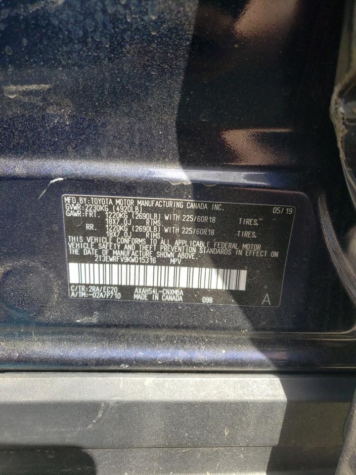 Photo 10 from auction – 2019 TOYOTA RAV4 XSE with VIN 2T3EWRFV9KW015316
