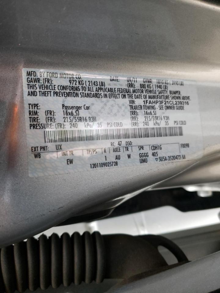 Photo 10 from auction – 2012 FORD FOCUS SE with VIN 1FAHP3F21CL239316