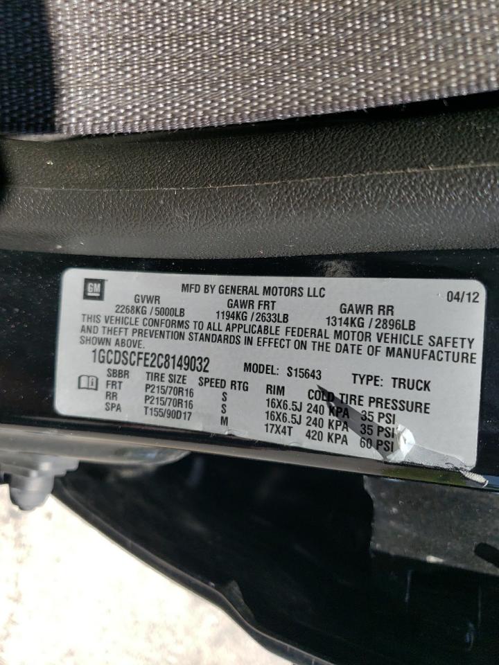 Photo 10 from auction – 2012 CHEVROLET COLORADO L with VIN 1GCDSCFE2C8149032