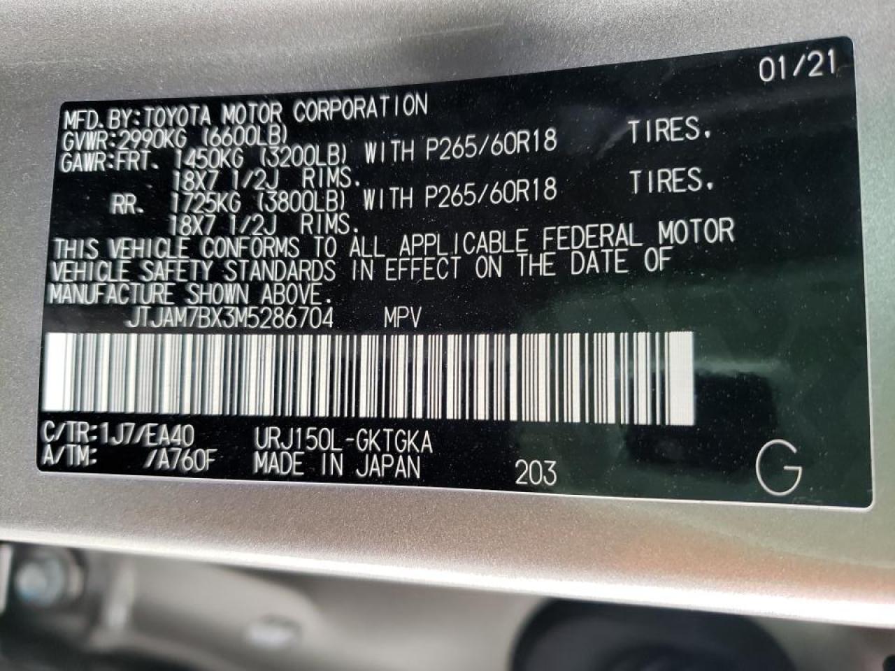 Photo 10 from auction – 2021 LEXUS GX 460 PRE with VIN JTJAM7BX3M5286704