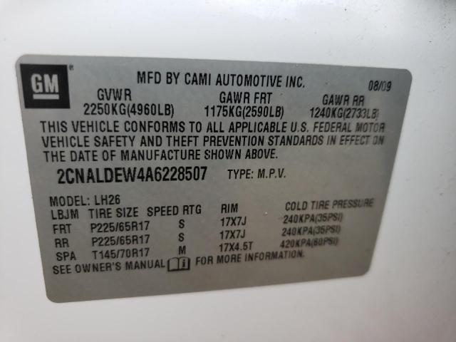 Photo 10 from auction – 2010 CHEVROLET EQUINOX LT with VIN 2CNALDEW4A6228507