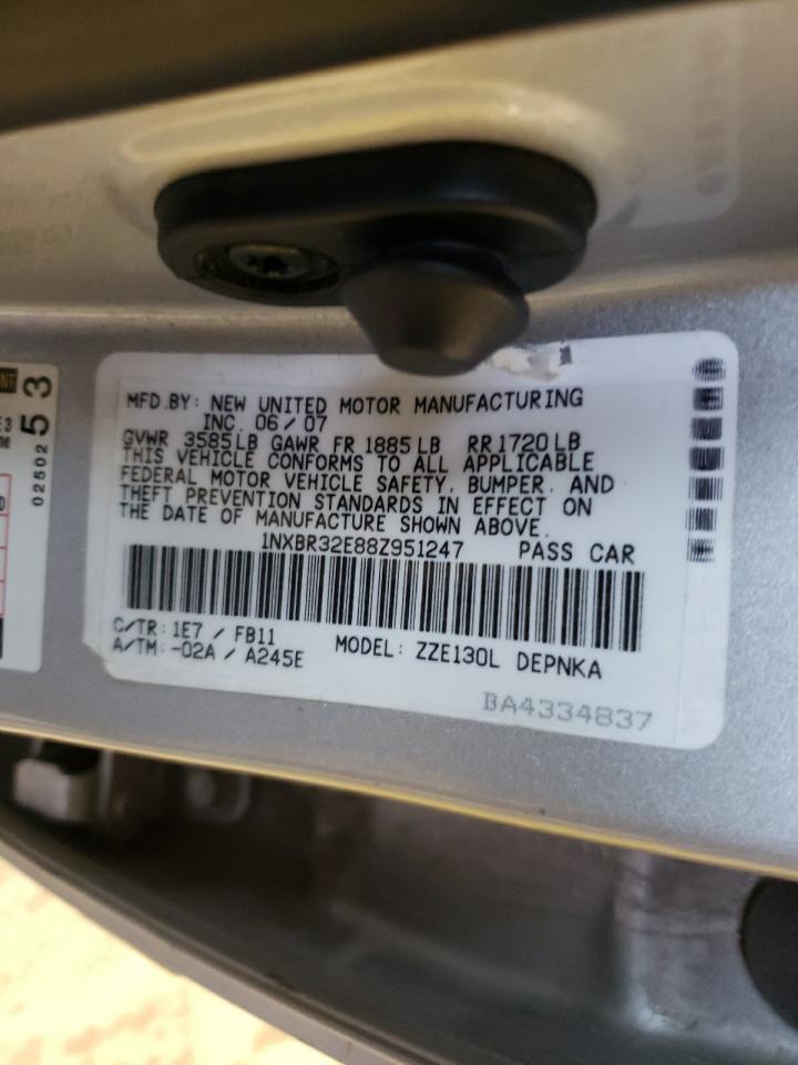 Photo 10 from auction – 2008 TOYOTA COROLLA CE with VIN 1NXBR32E88Z951247
