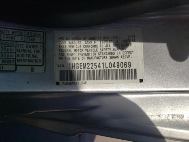 Photo 10 from auction – 2001 HONDA CIVIC LX with VIN 1HGEM22541L049069