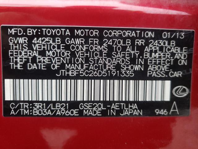Photo 10 from auction – 2013 LEXUS IS 250 with VIN JTHBF5C26D5191335