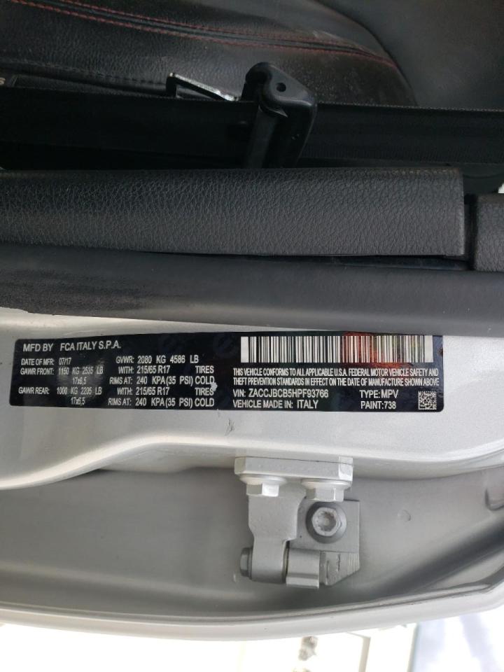 Photo 10 from auction – 2017 JEEP RENEGADE T with VIN ZACCJBCB5HPF93766