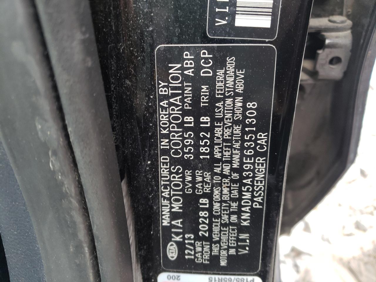 Photo 10 from auction – 2014 KIA RIO LX with VIN KNADM5A39E6351308