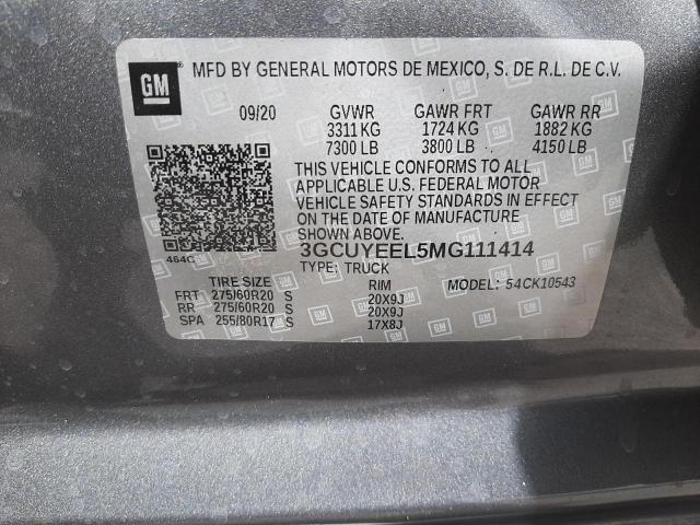 Photo 10 from auction – 2021 CHEVROLET SILVERADO with VIN 3GCUYEEL5MG111414