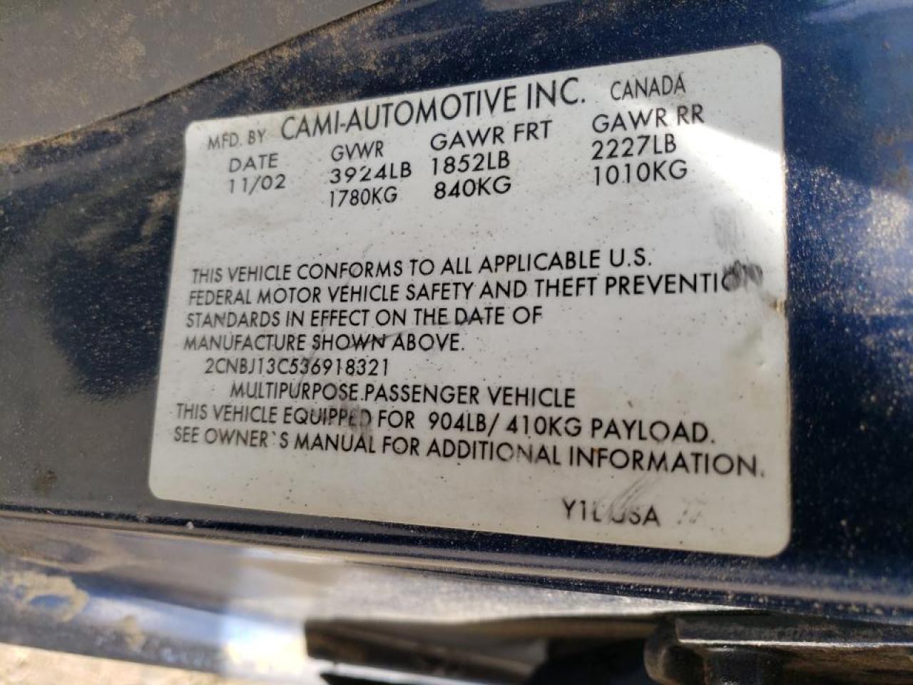 Photo 10 from auction – 2003 CHEVROLET TRACKER with VIN 2CNBJ13C536918321