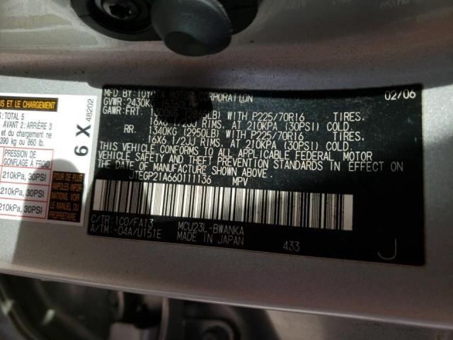 Photo 10 from auction – 2006 TOYOTA HIGHLANDER with VIN JTEGP21A660111136