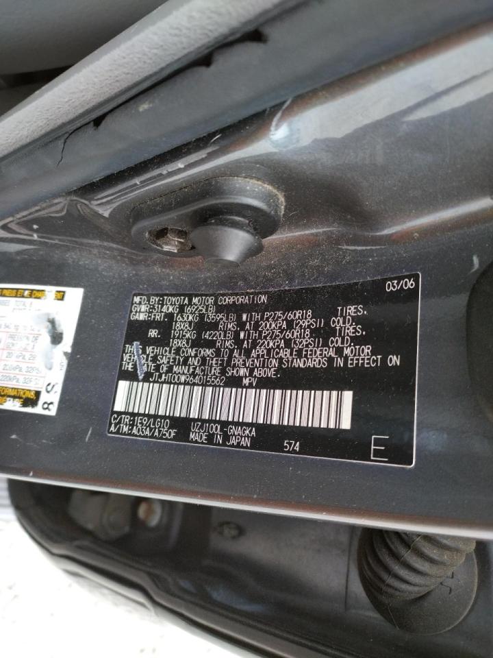 Photo 10 from auction – 2006 LEXUS LX 470 with VIN JTJHT00W964015562