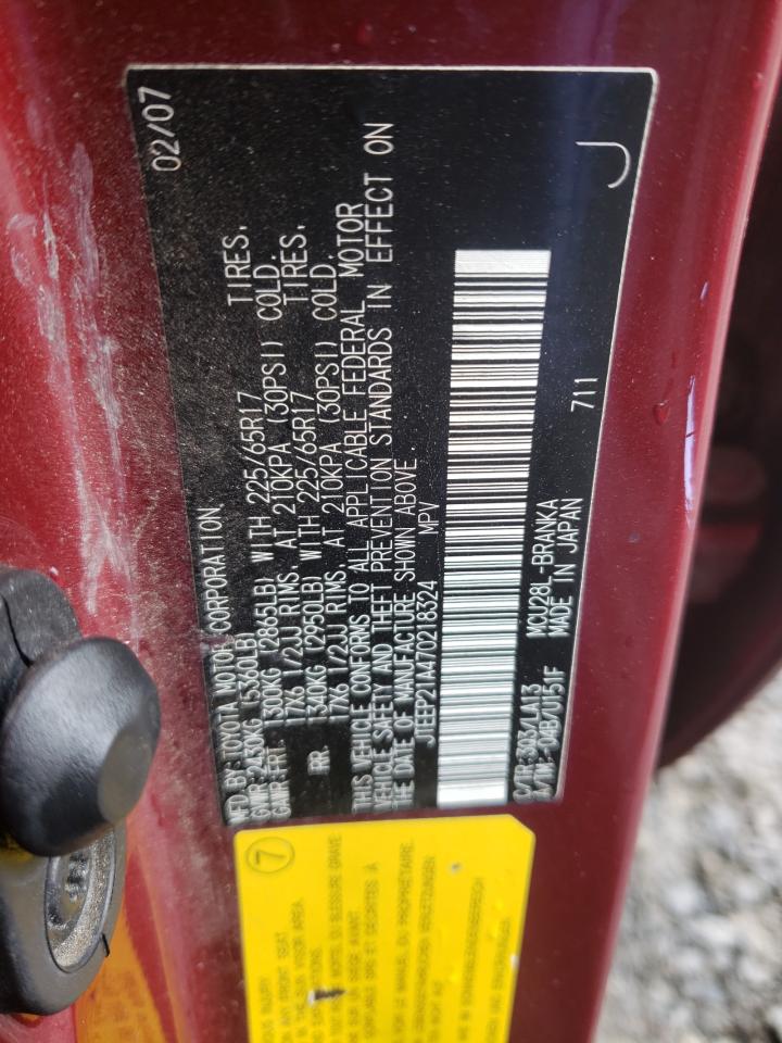 Photo 10 from auction – 2007 TOYOTA HIGHLANDER with VIN JTEEP21A470218324
