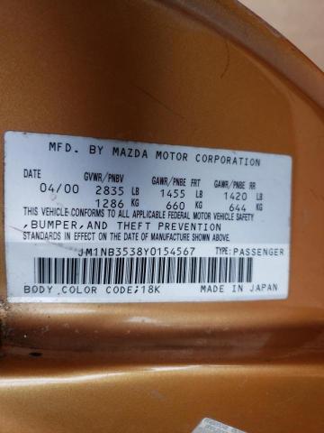 Photo 10 from auction – 2000 MAZDA MX-5 MIATA with VIN JM1NB3538Y0154567