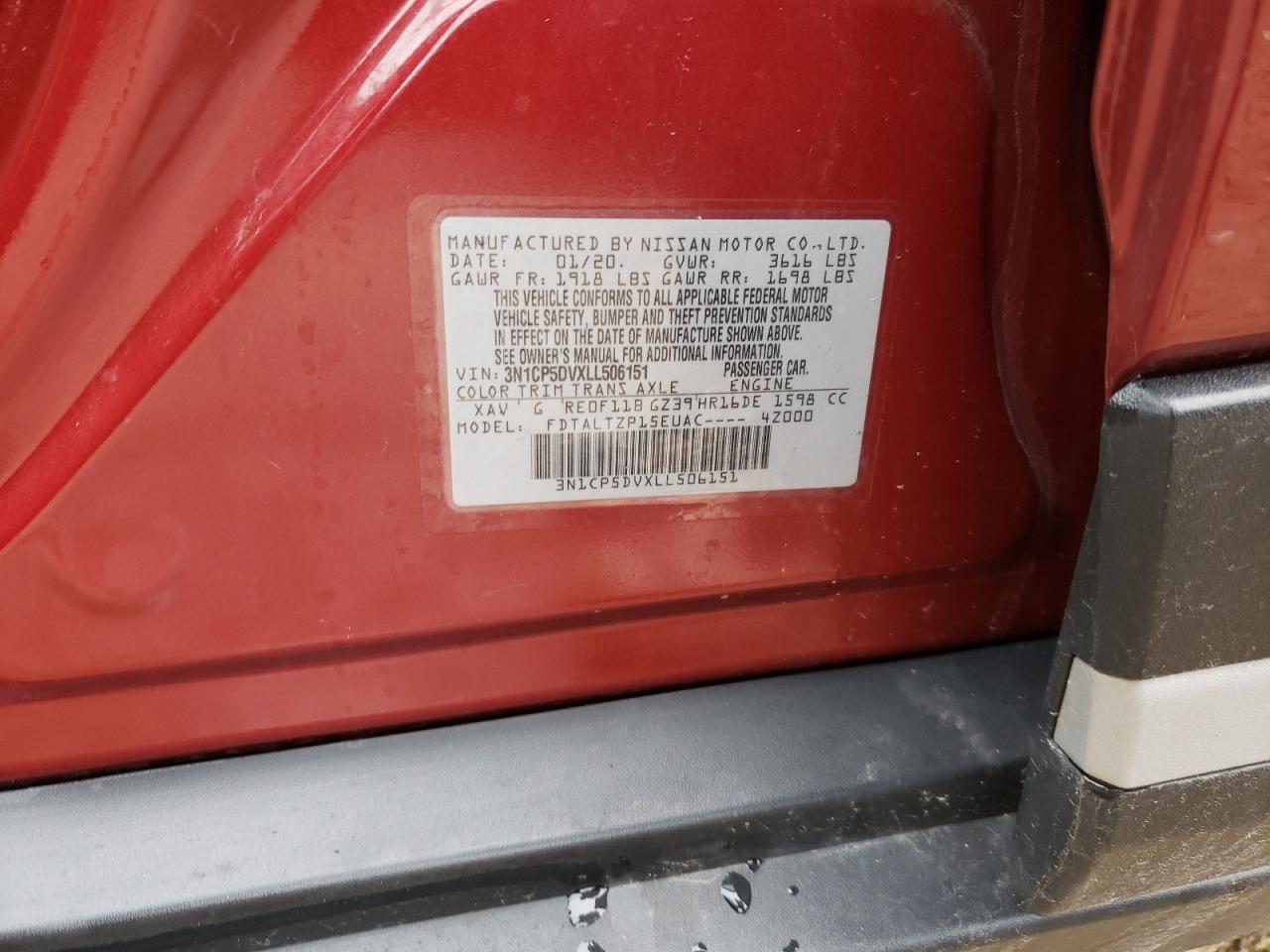 Photo 10 from auction – 2020 NISSAN KICKS SR with VIN 3N1CP5DVXLL506151