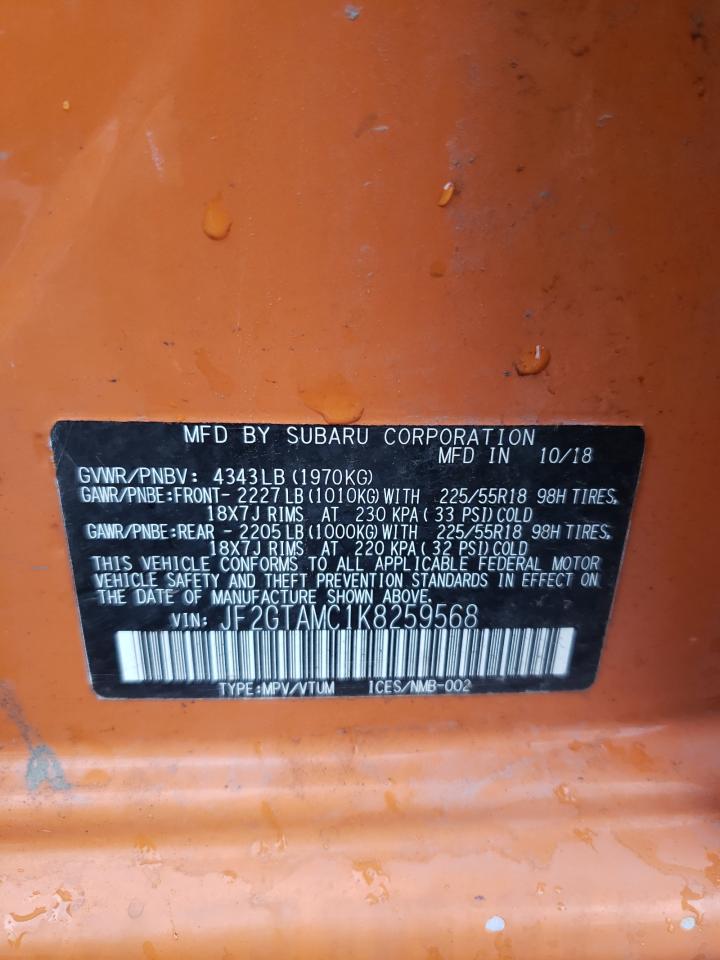 Photo 10 from auction – 2019 SUBARU CROSSTREK with VIN JF2GTAMC1K8259568