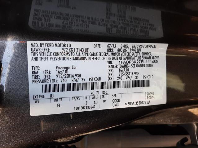 Photo 10 from auction – 2014 FORD FOCUS SE with VIN 1FADP3K27EL111489