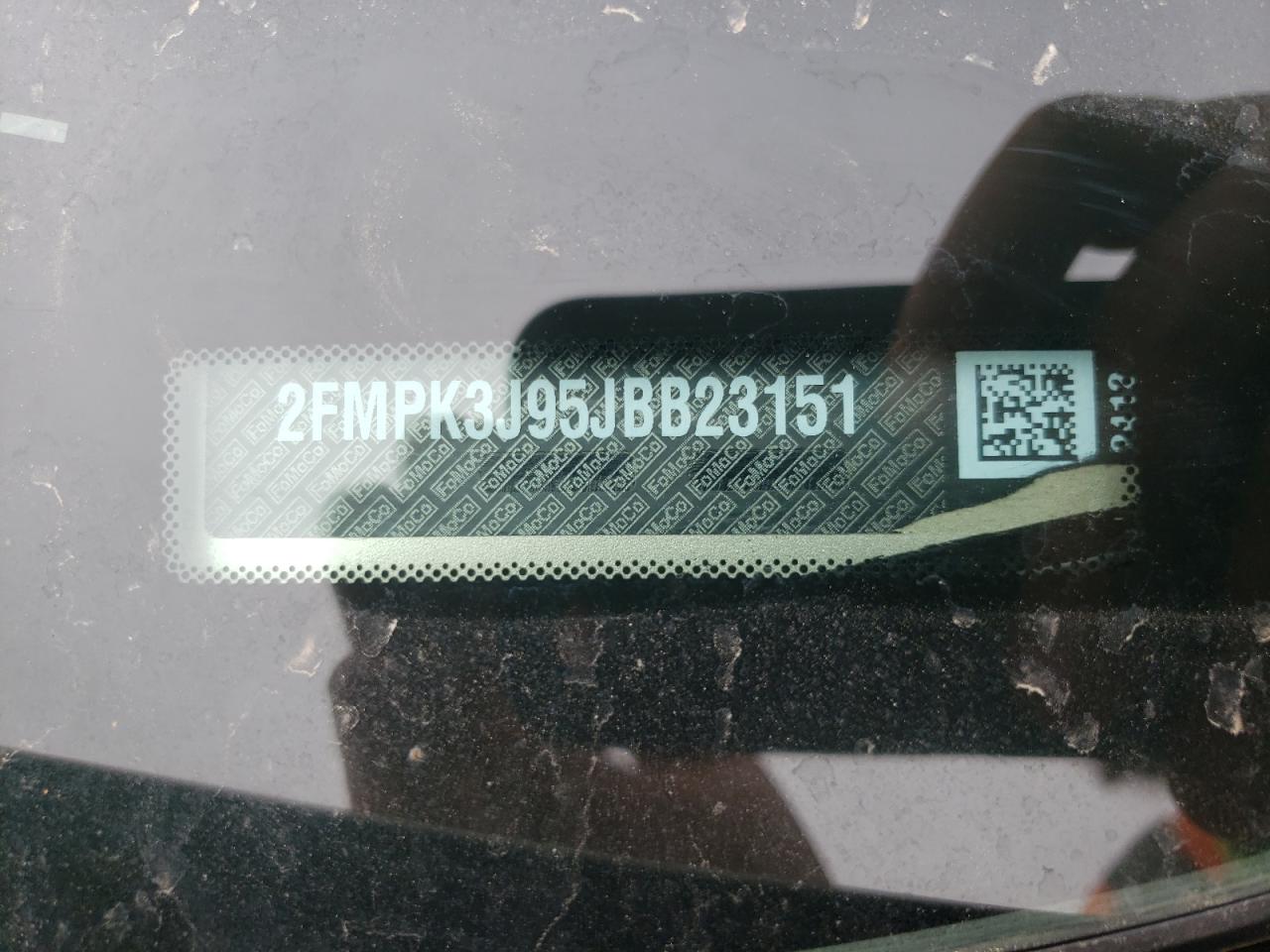 Photo 10 from auction – 2018 FORD EDGE SEL with VIN 2FMPK3J95JBB23151