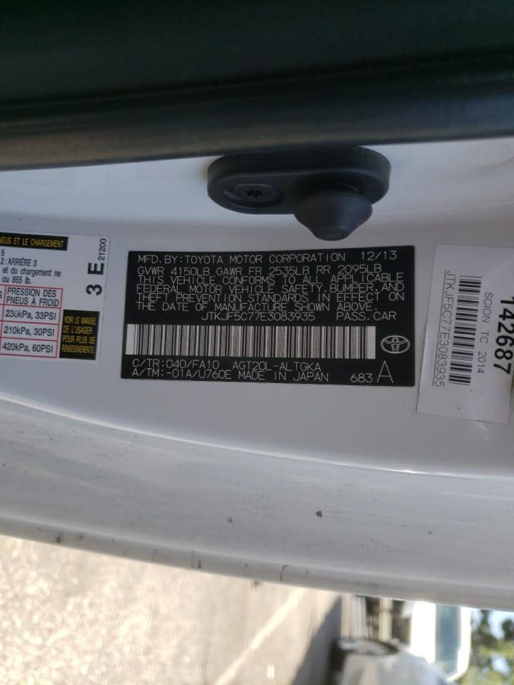 Photo 10 from auction – 2014 TOYOTA SCION TC with VIN JTKJF5C77E3083935