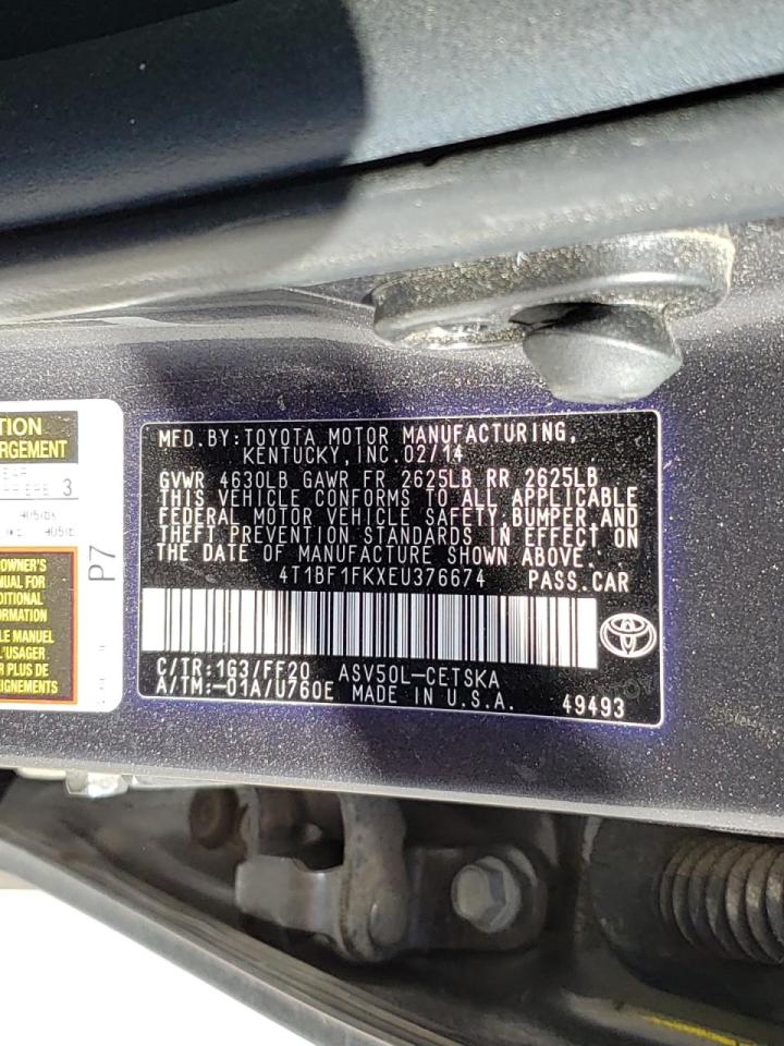 Photo 10 from auction – 2014 TOYOTA CAMRY L with VIN 4T1BF1FKXEU376674