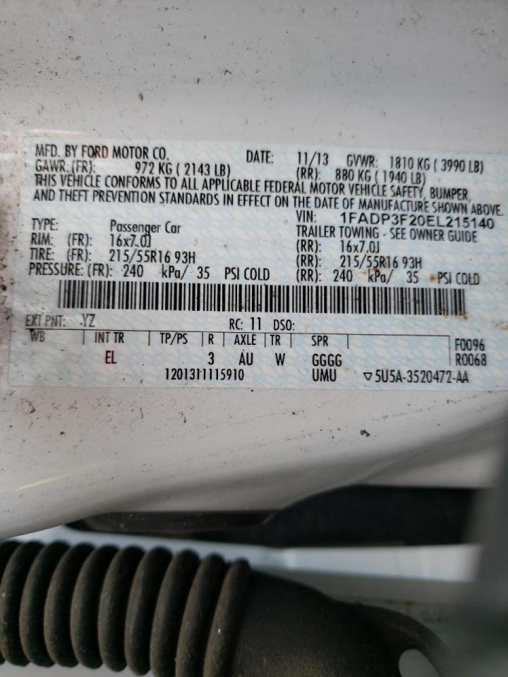 Фото 10 с аукциона – 2014 FORD FOCUS SE с VIN 1FADP3F20EL215140