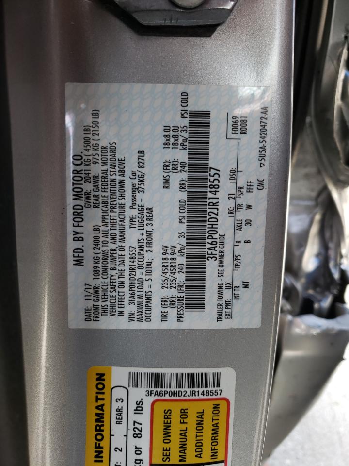 Photo 10 from auction – 2018 FORD FUSION SE with VIN 3FA6P0HD2JR148557