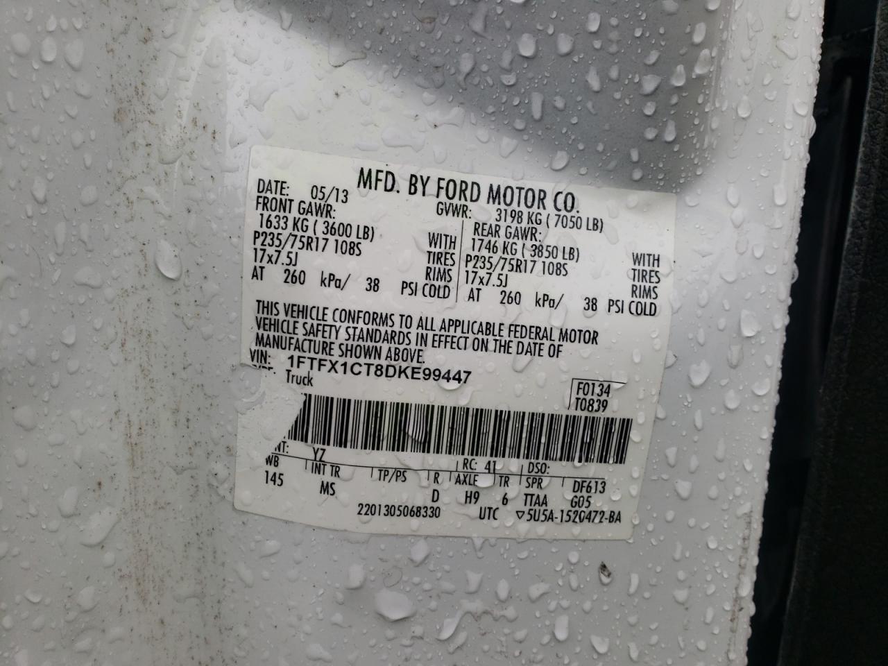 Photo 10 from auction – 2013 FORD F150 with VIN 1FTNF1CF5DKE30286