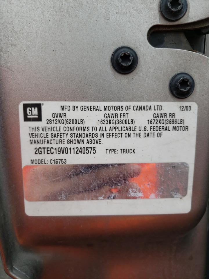 Photo 10 from auction – 2001 GMC NEW SIERRA with VIN 2GTEC19V011240575
