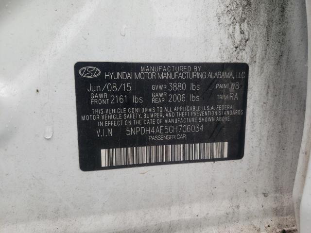 Photo 10 from auction – 2016 HYUNDAI ELANTRA SE with VIN 5NPDH4AE5GH706034