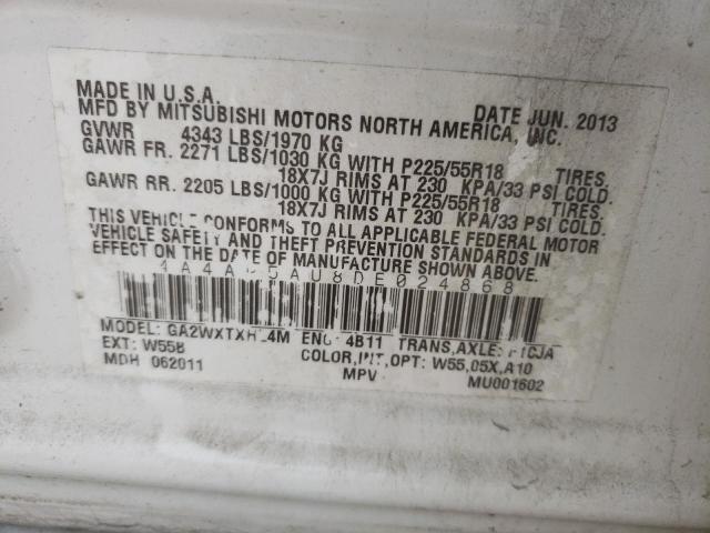 Photo 10 from auction – 2013 MITSUBISHI OUTLANDER with VIN 4A4AP5AU8DE024868