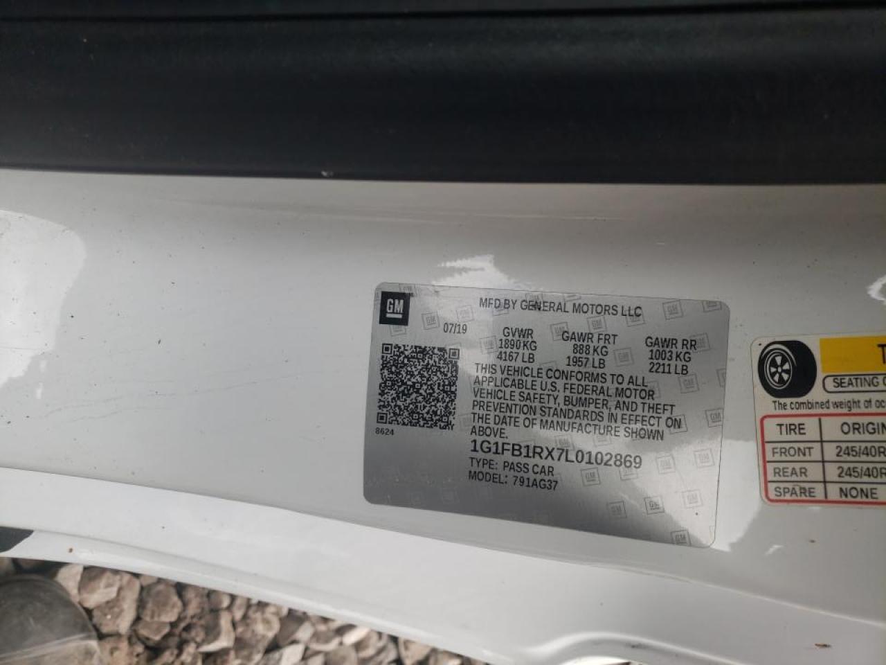 Photo 10 from auction – 2020 CHEVROLET CAMARO LS with VIN 1G1FB1RX7L0102869