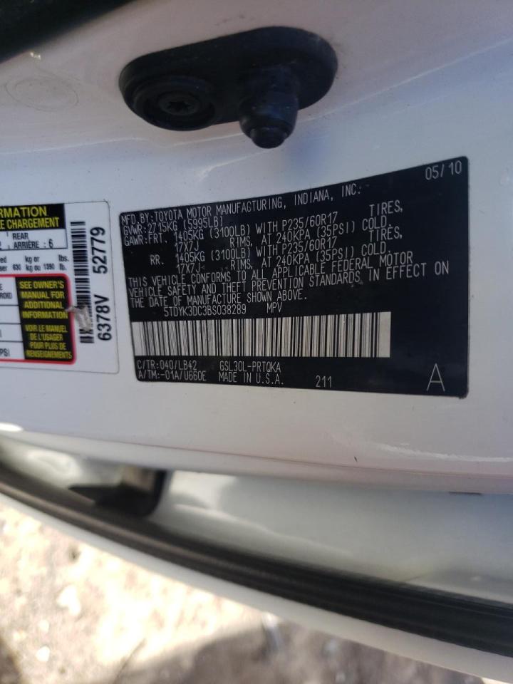 Photo 10 from auction – 2011 TOYOTA SIENNA XLE with VIN 5TDYK3DC3BS038289