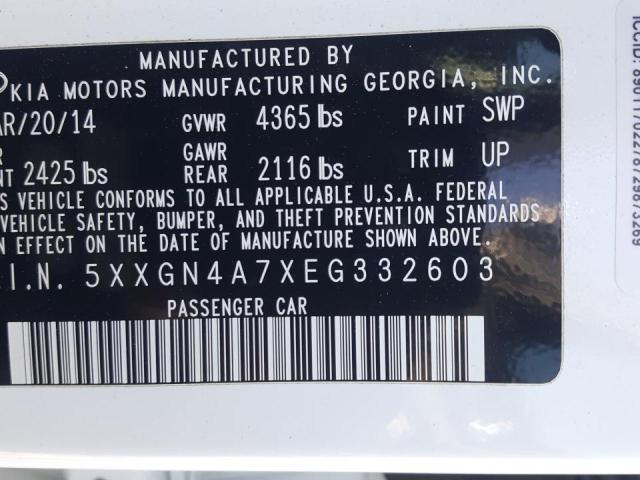 Photo 10 from auction – 2014 KIA OPTIMA EX with VIN 5XXGN4A7XEG332603