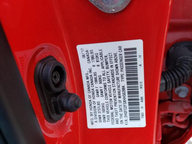 Photo 10 from auction – 2017 HONDA CIVIC LX with VIN 2HGFC2F5XHH562884