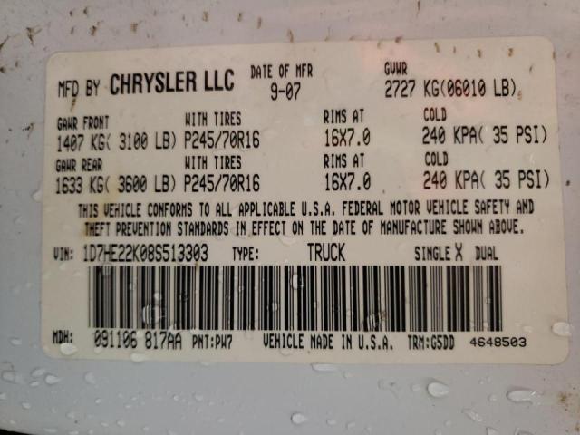 Photo 10 from auction – 2008 DODGE DAKOTA ST with VIN 1D7HE22K08S513303