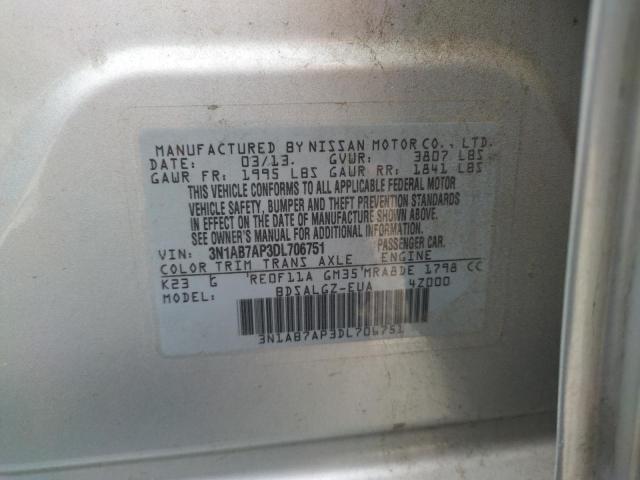 Photo 10 from auction – 2013 NISSAN SENTRA S with VIN 3N1AB7AP3DL706751