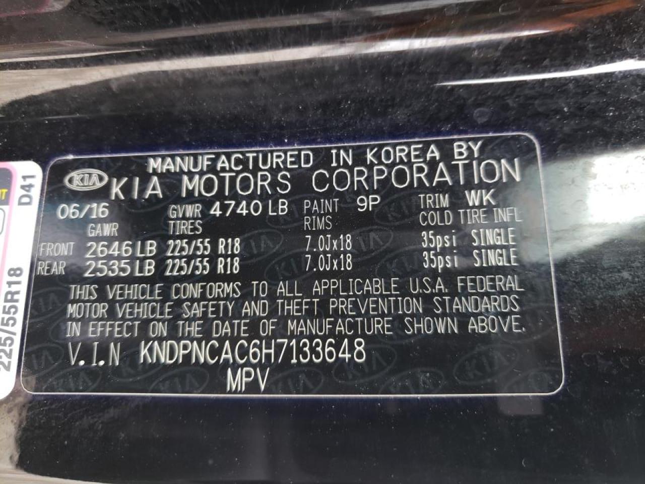 Photo 10 from auction – 2017 KIA SPORTAGE E with VIN KNDPNCAC6H7133648