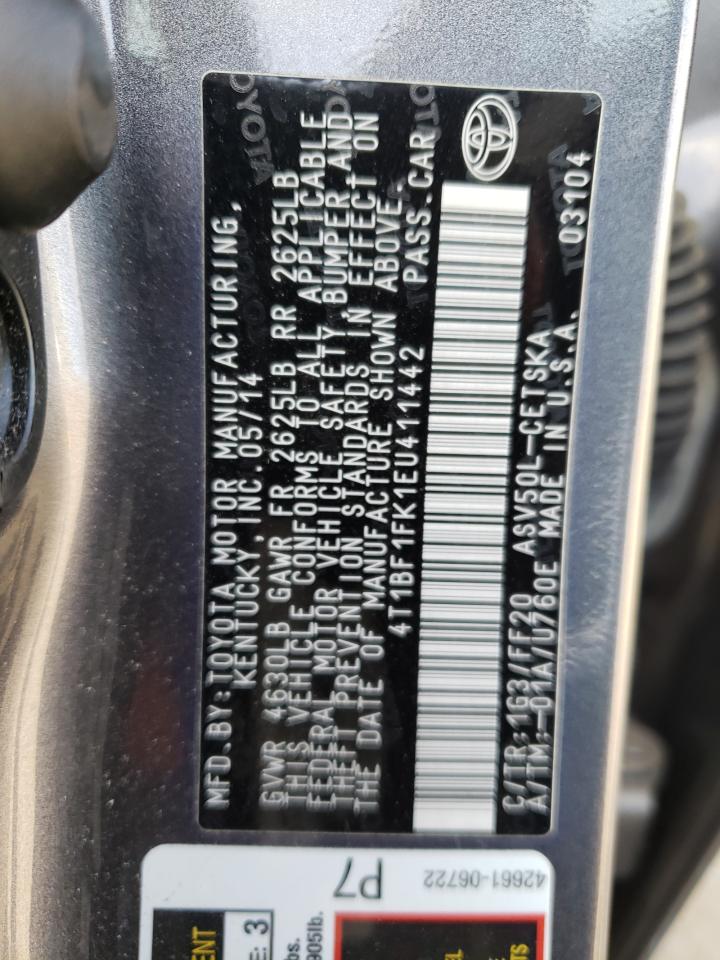 Photo 10 from auction – 2014 TOYOTA CAMRY L with VIN 4T1BF1FK1EU411442