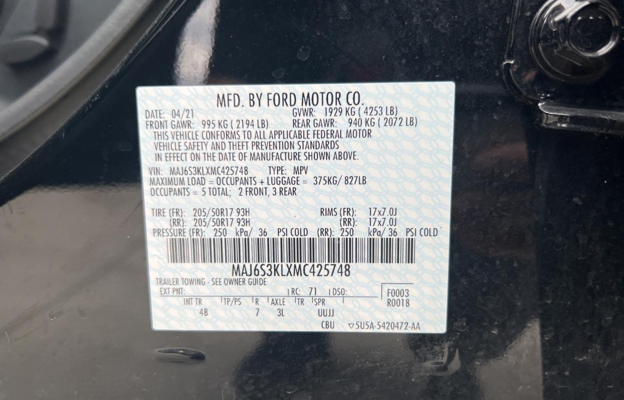 Photo 10 from auction – 2021 FORD ECOSPORT T with VIN MAJ6S3KLXMC425748