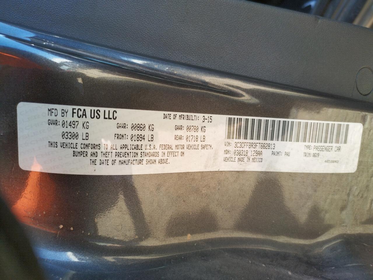 Photo 10 from auction – 2015 FIAT 500 SPORT with VIN 3C3CFFBR3FT662813