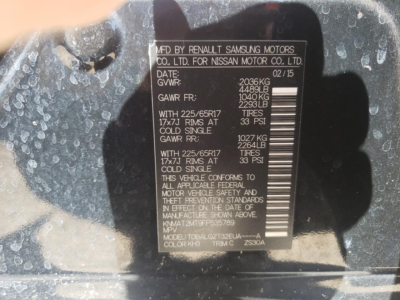 Photo 10 from auction – 2015 NISSAN ROGUE S with VIN KNMAT2MT9FP535789