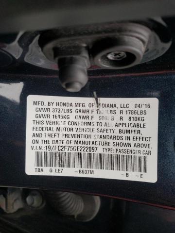 Photo 10 from auction – 2016 HONDA CIVIC EX with VIN 19XFC2F75GE222097