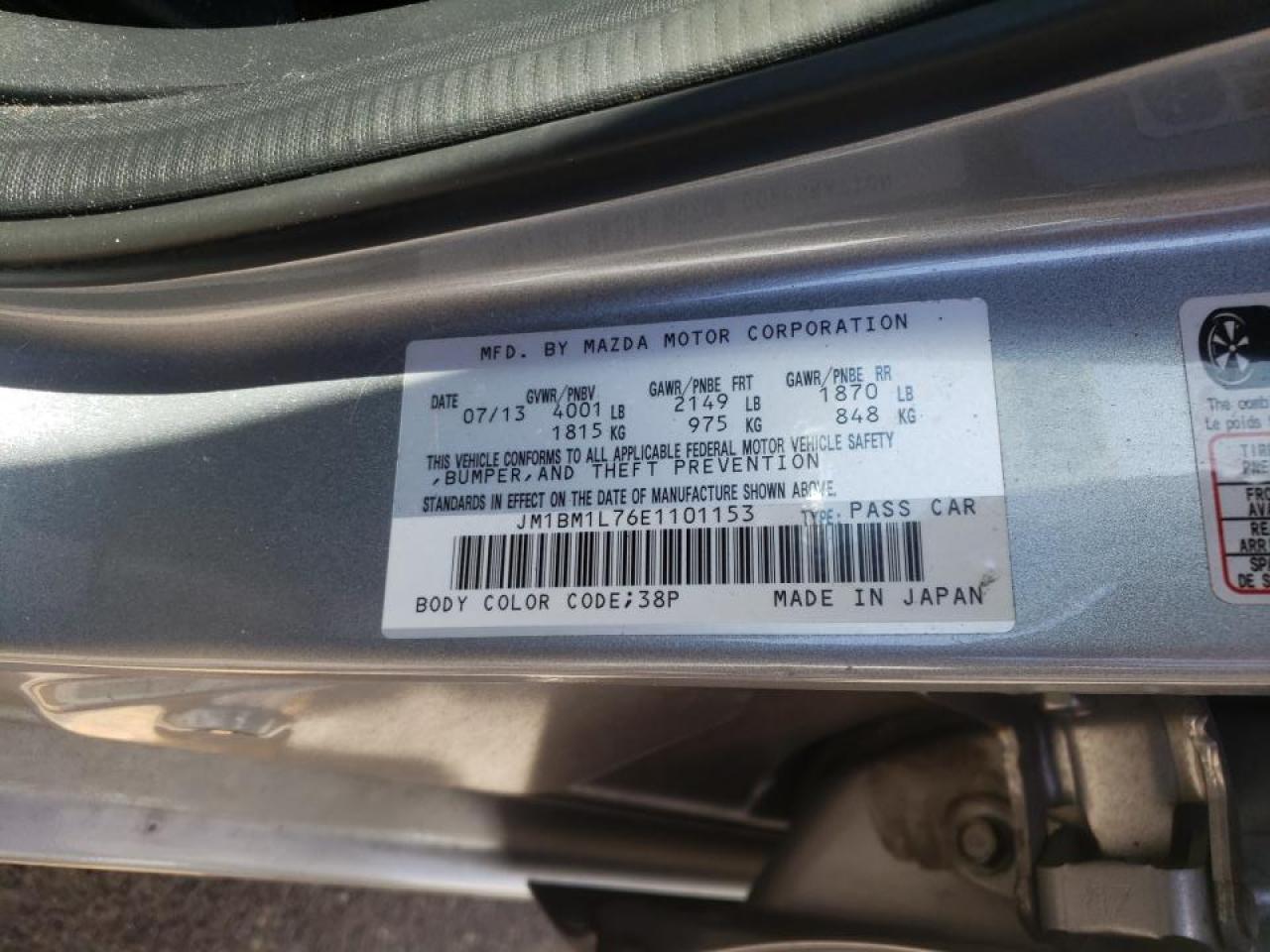 Photo 10 from auction – 2014 MAZDA 3 TOURING with VIN JM1BM1L76E1101153