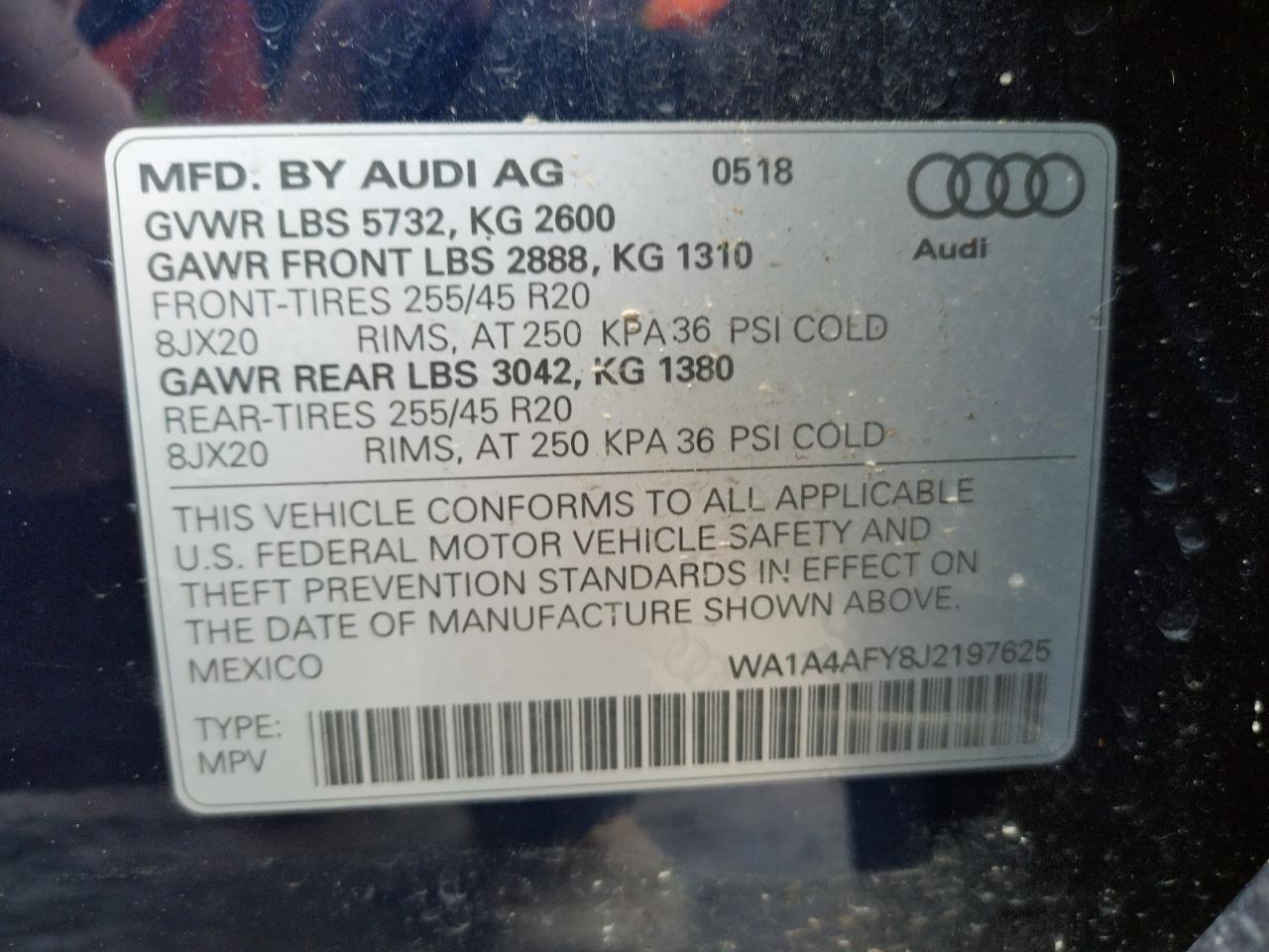 Photo 10 from auction – 2018 AUDI SQ5 PREMIU with VIN WA1A4AFY8J2197625