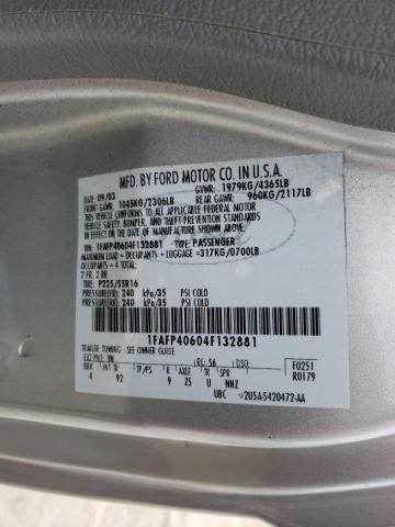 Photo 10 from auction – 2004 FORD MUSTANG with VIN 1FAFP40604F132881